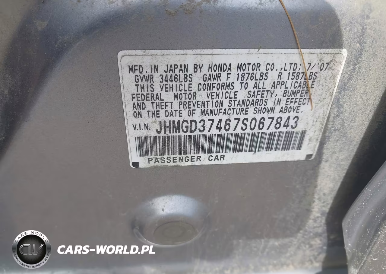 2007 Honda Fit VIN:JHMGD37467S067843 - 9