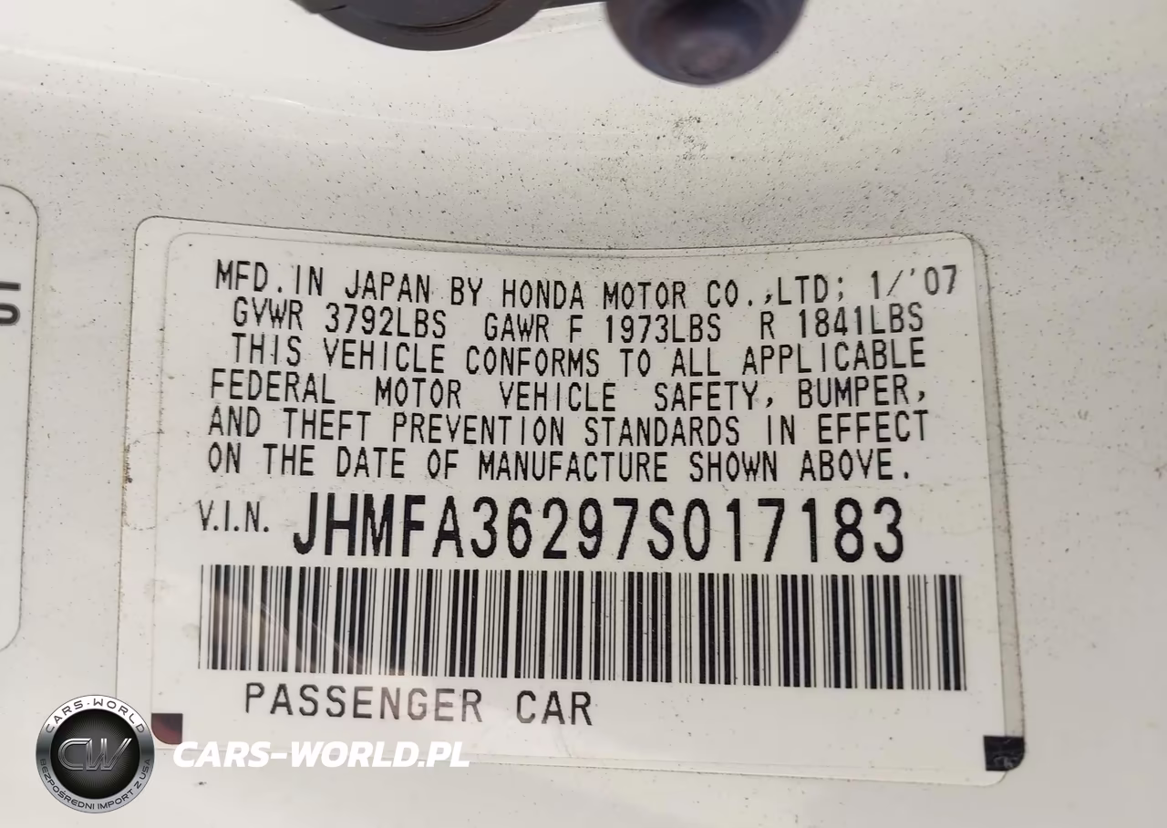 2007 Honda Civic Hybrid VIN:JHMFA36297S017183 - 9