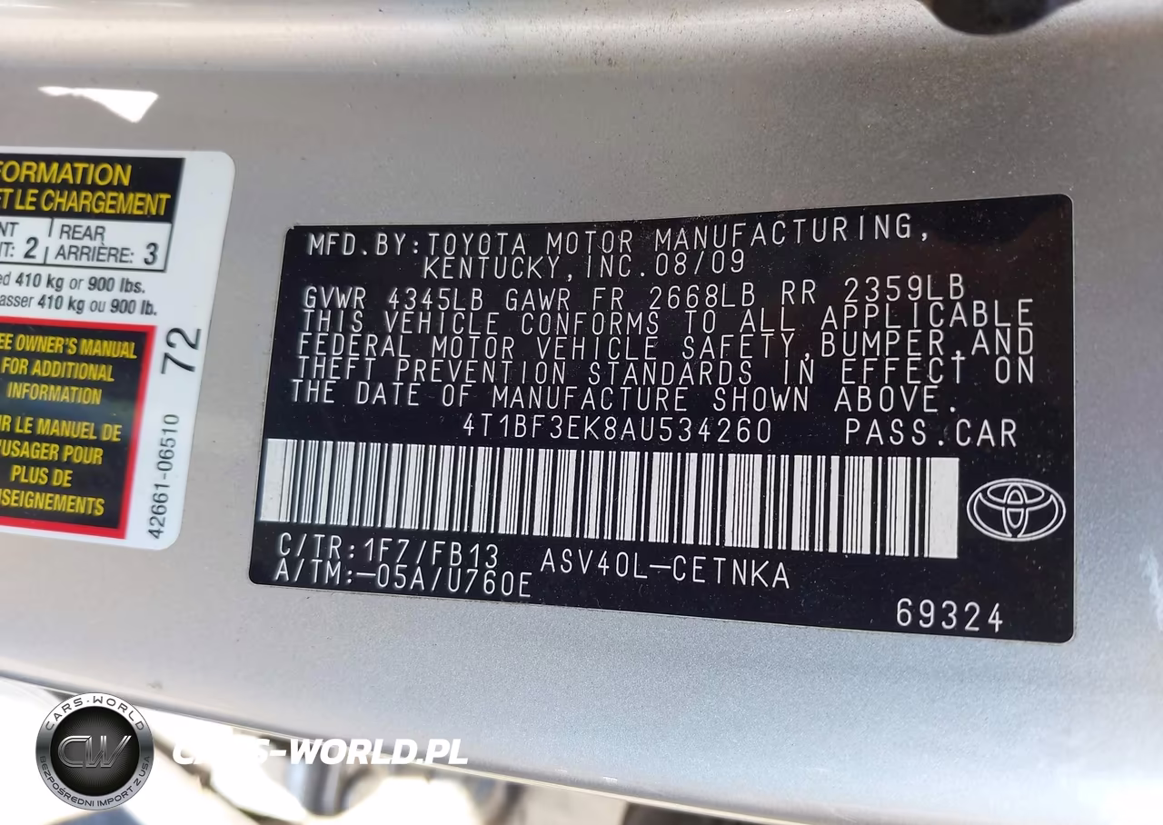 2010 Toyota Camry Le VIN:4T1BF3EK8AU534260 - 9
