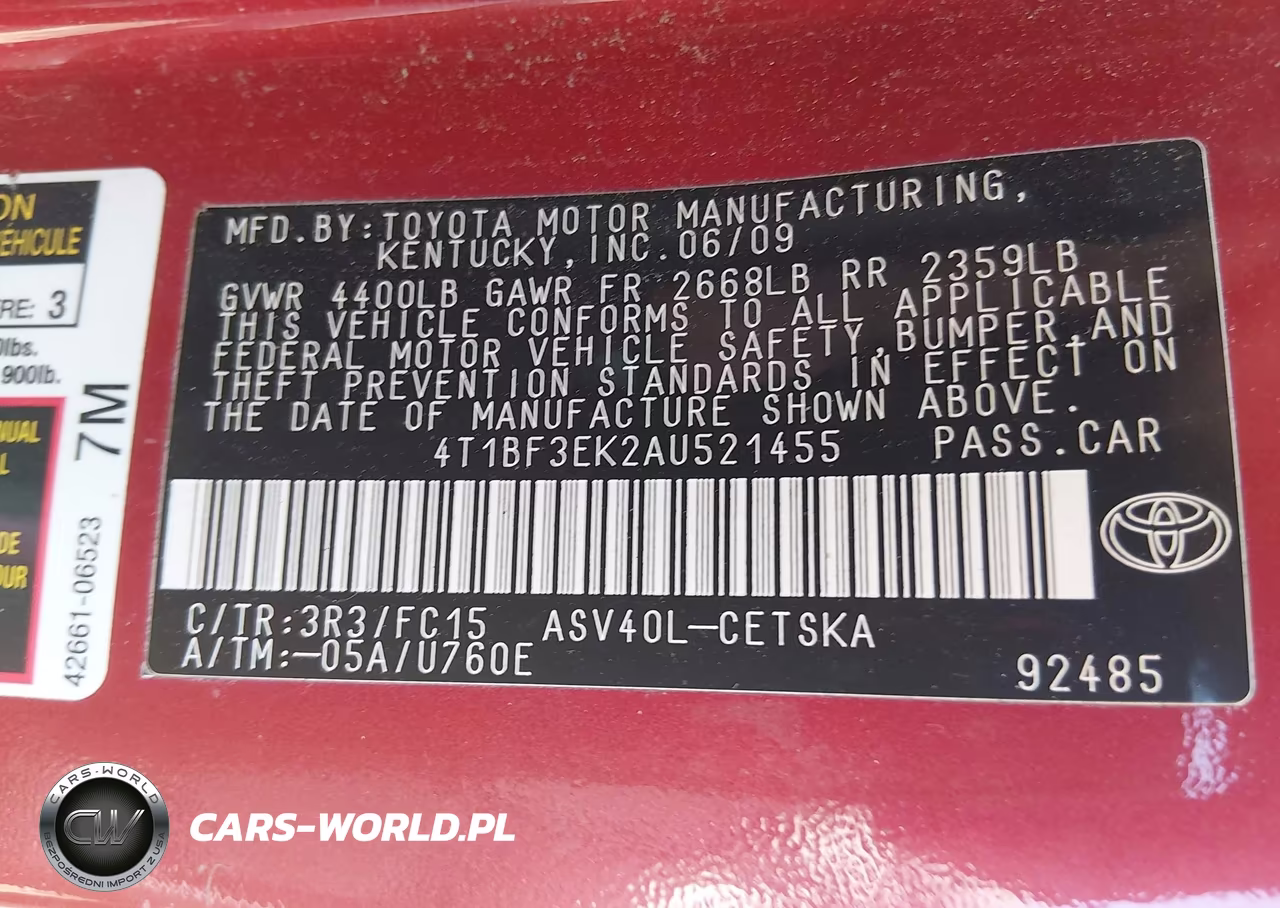 2010 Toyota Camry Se VIN:4T1BF3EK2AU521455 - 9