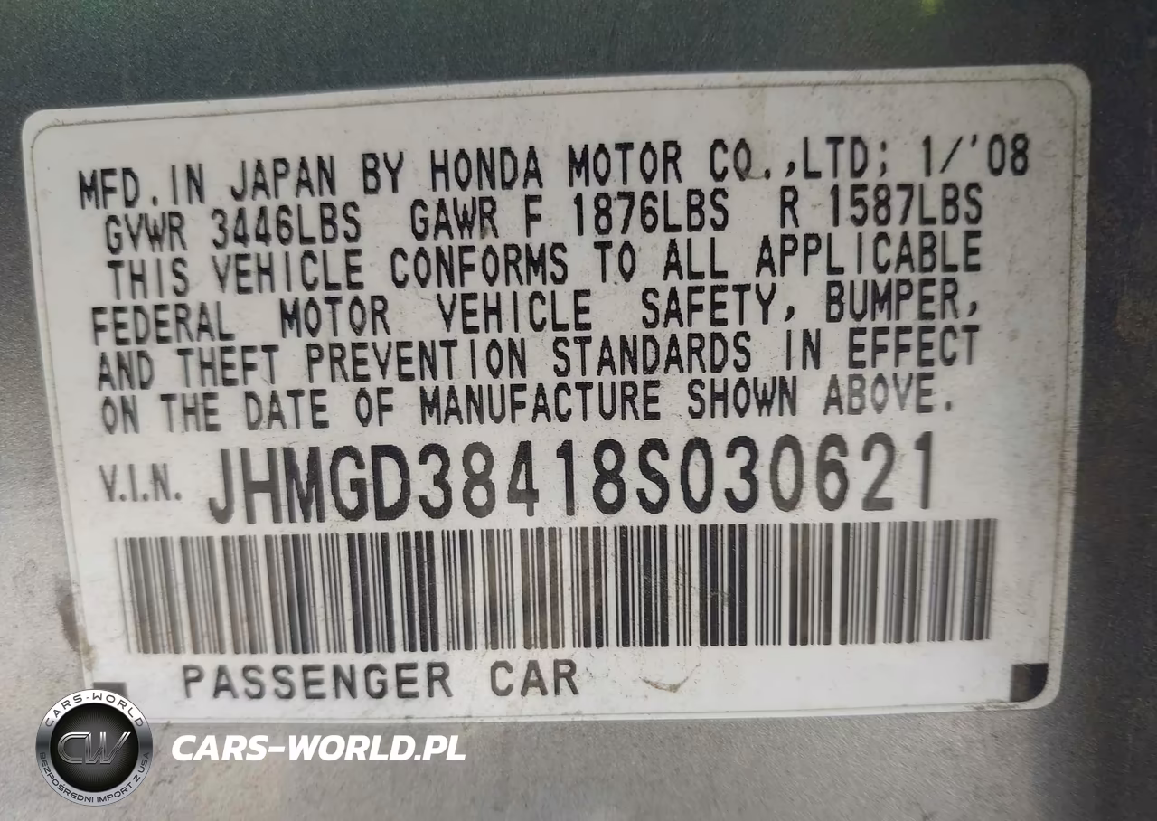 2008 Honda Fit VIN:JHMGD38418S030621 - 9