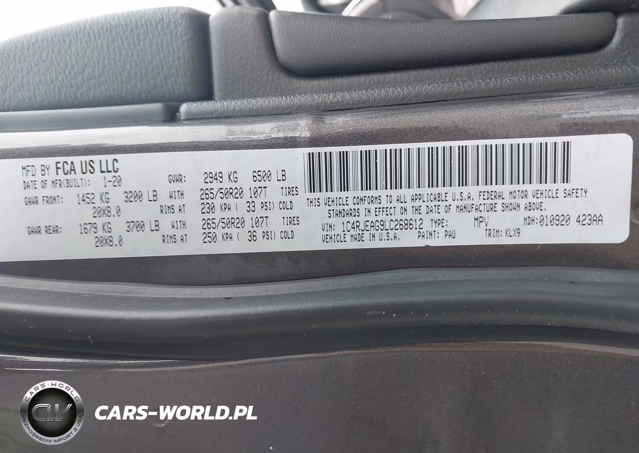 2020 Jeep Grand Cherokee Altitude 4X2 VIN:1C4RJEAG9LC268612 - 9