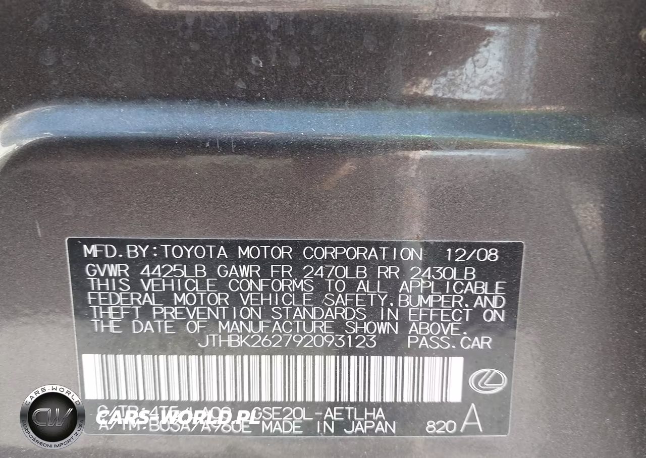 2009 Lexus Is 250 VIN:JTHBK262792093123 - 9