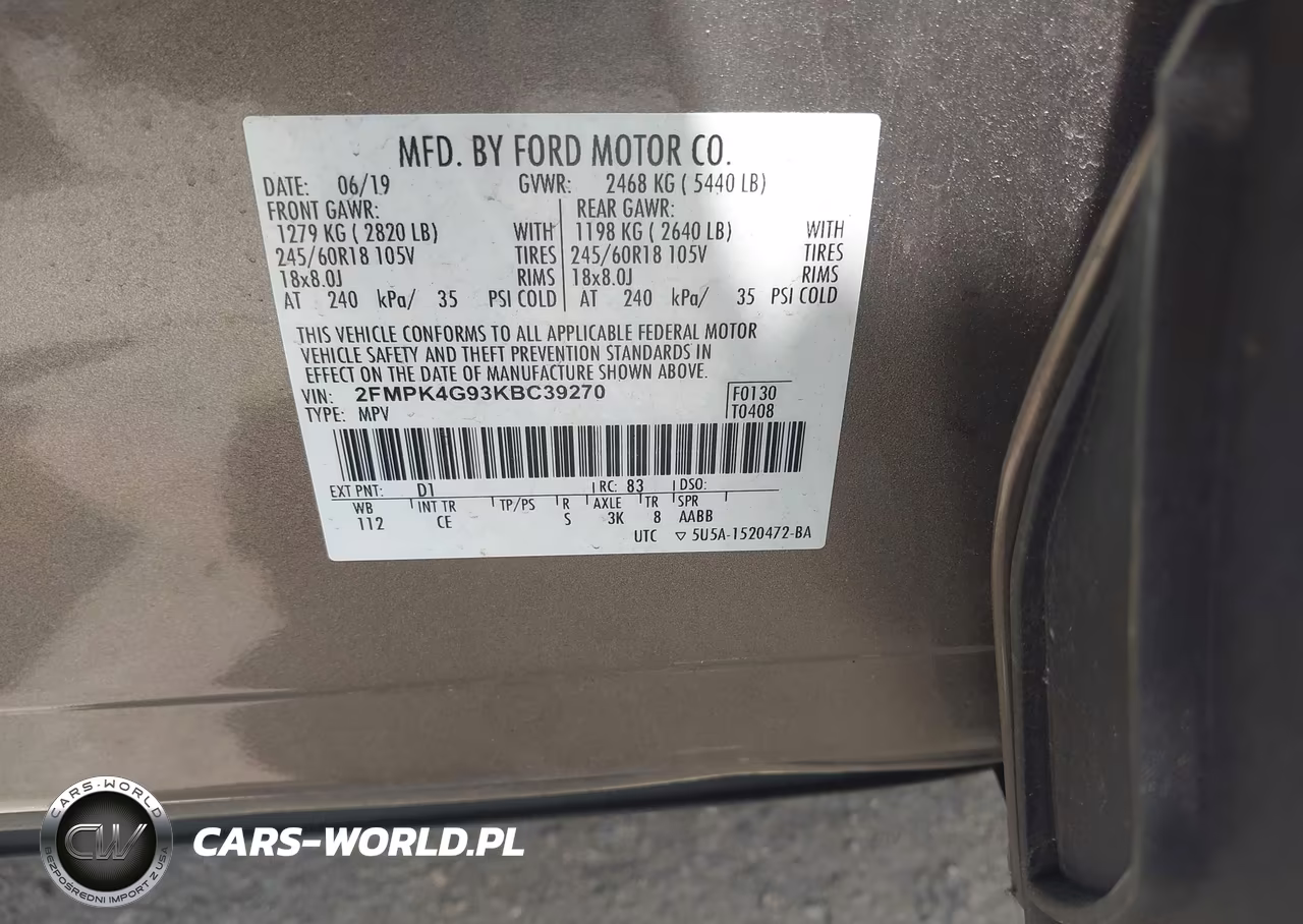 2019 Ford Edge Se VIN:2FMPK4G93KBC39270 - 9