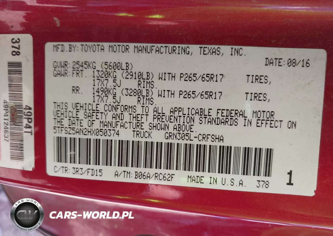 2017 Toyota Tacoma Trd Sport VIN:5TFSZ5AN2HX050374 - 9