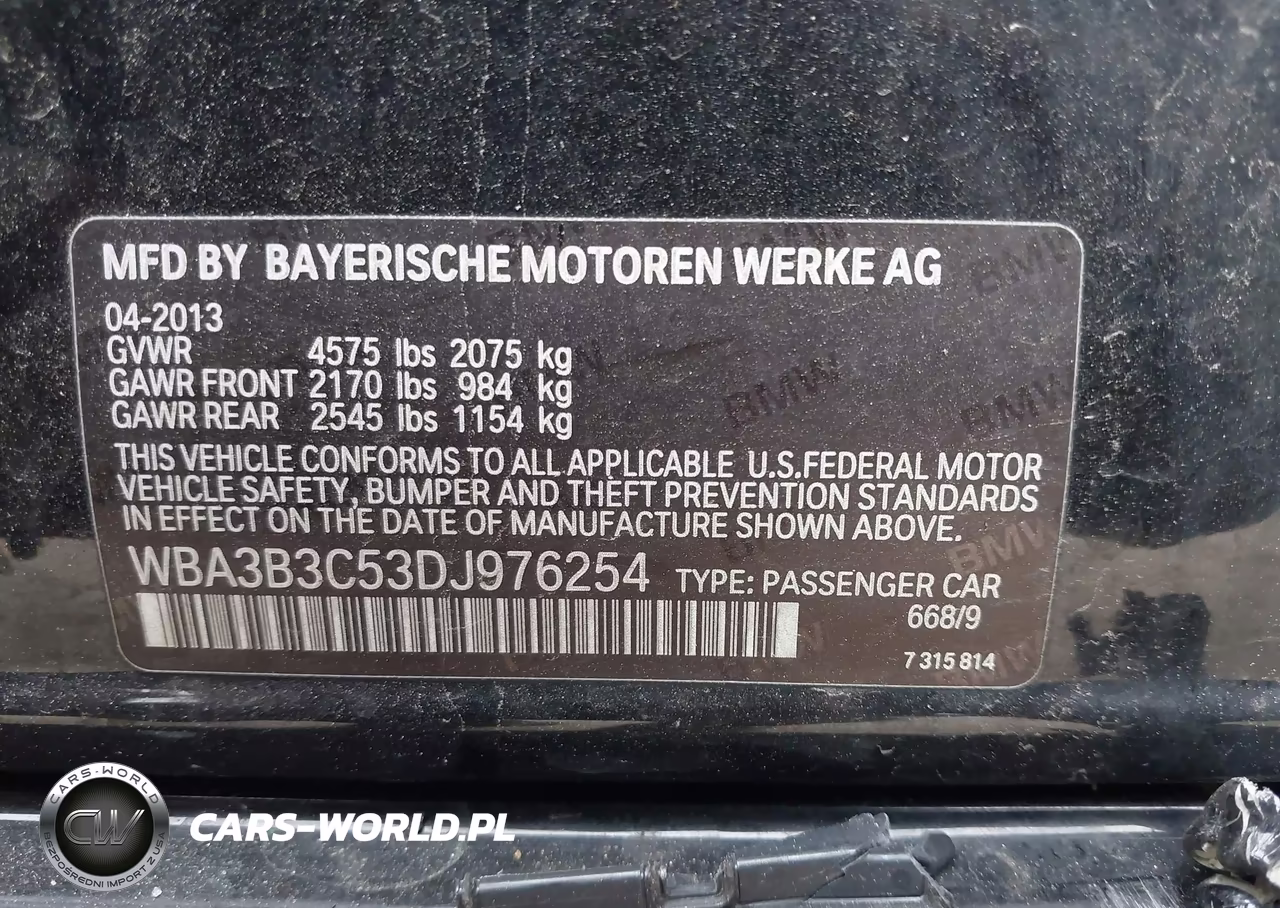 2013 BMW 328I xDrive VIN:WBA3B3C53DJ976254 - 9