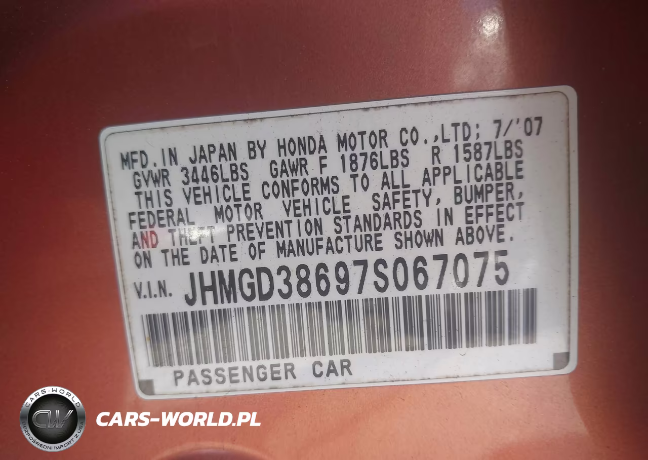 2007 Honda Fit Sport VIN:JHMGD38697S067075 - 9