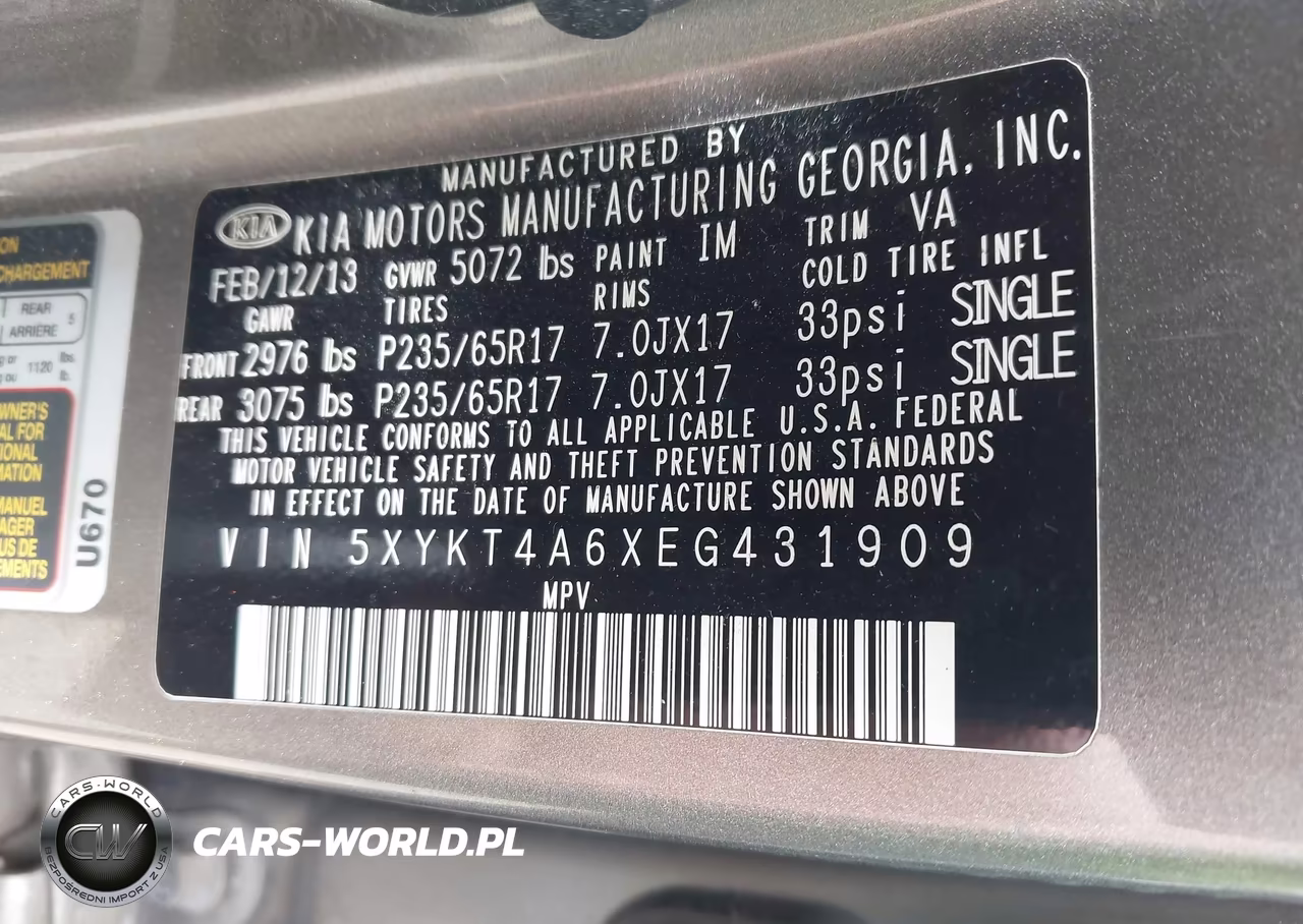 2014 Kia Sorento Lx VIN:5XYKT4A6XEG431909 - 9