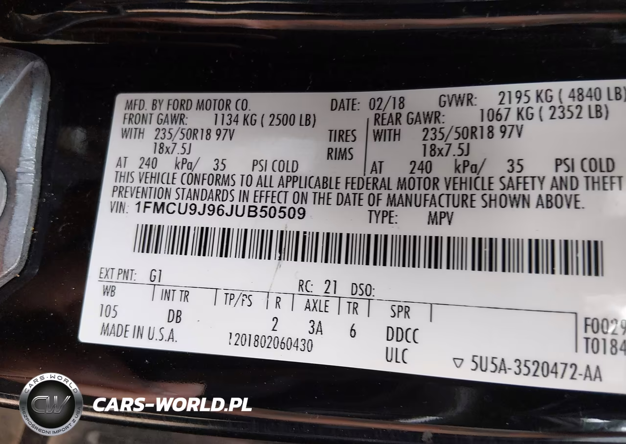 2018 Ford Escape Titanium VIN:1FMCU9J96JUB50509 - 9