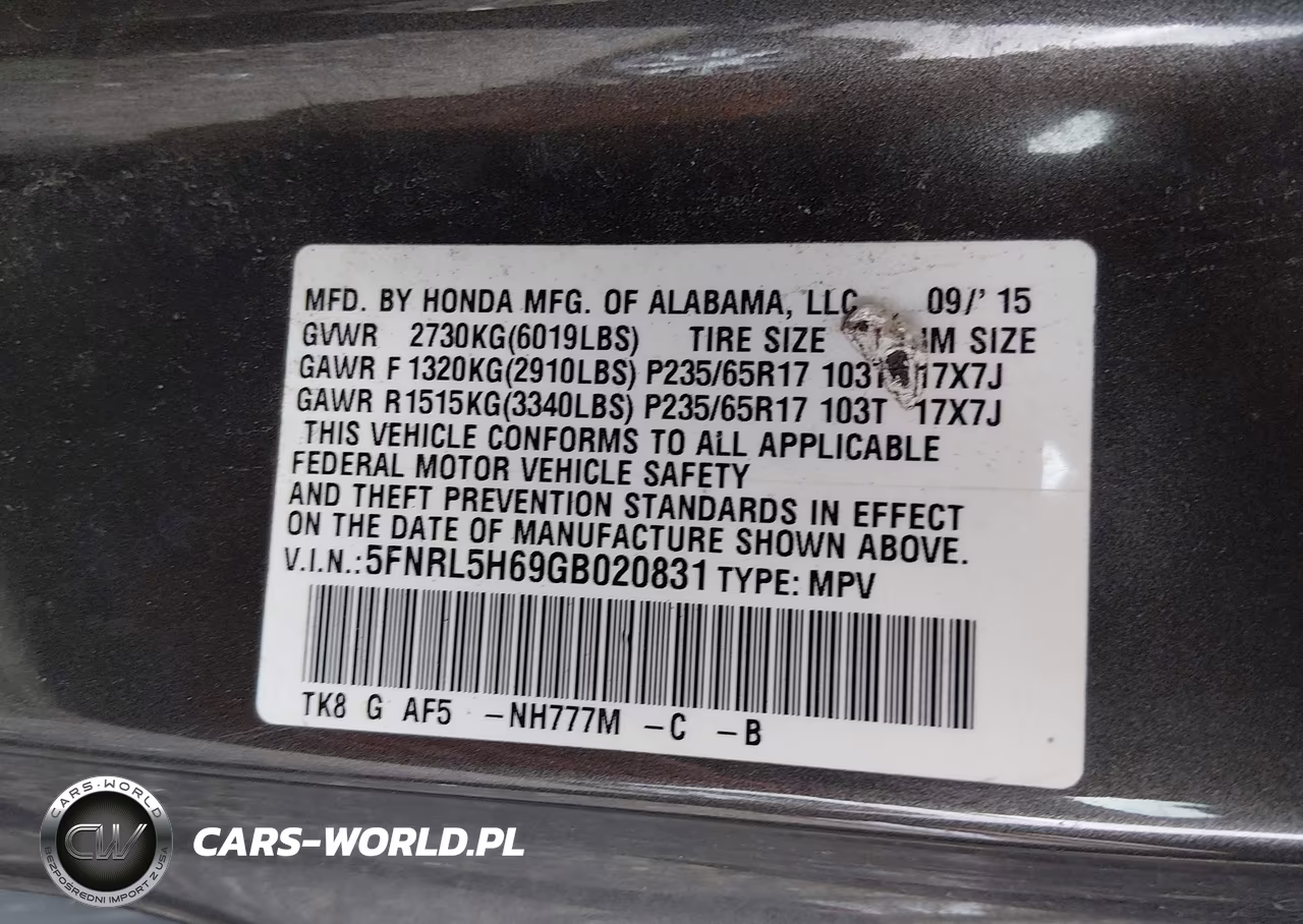 2016 Honda Odyssey Ex-L VIN:5FNRL5H69GB020831 - 9