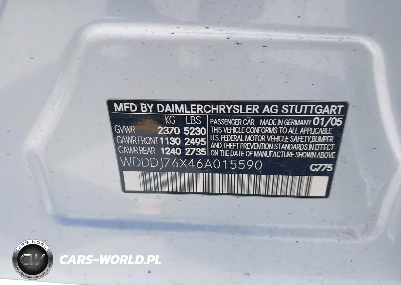 2006 Mercedes-Benz Cls 55 Amg VIN:WDDDJ76X46A015590 - 9