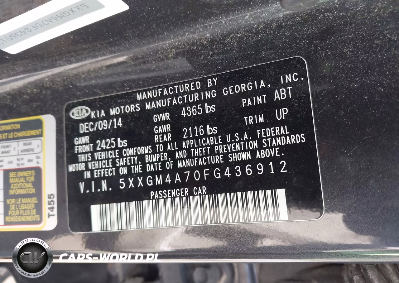 2015 Kia Optima Lx VIN:5XXGM4A70FG436912 - 9