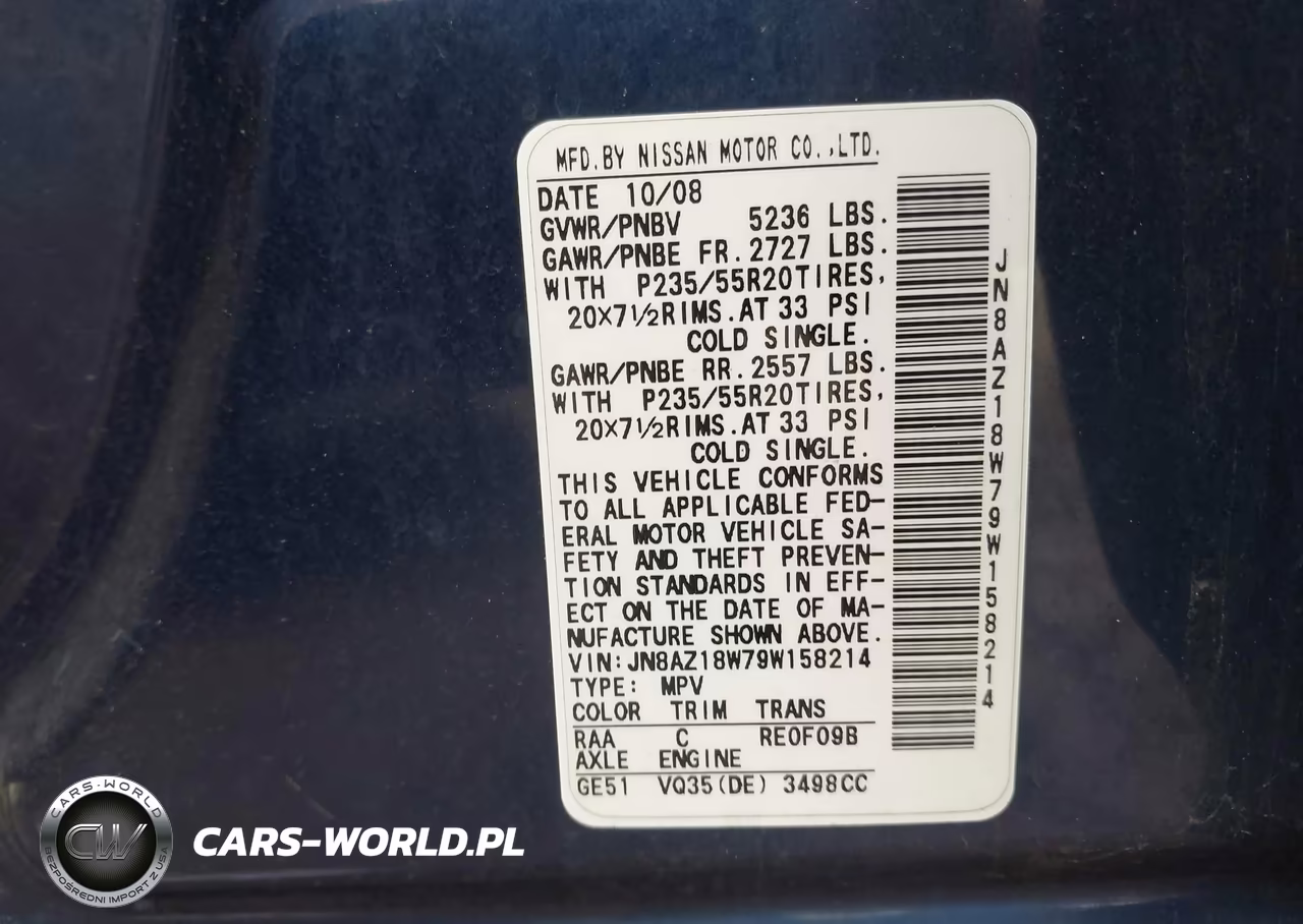 2009 Nissan Murano Le VIN:JN8AZ18W79W158214 - 9