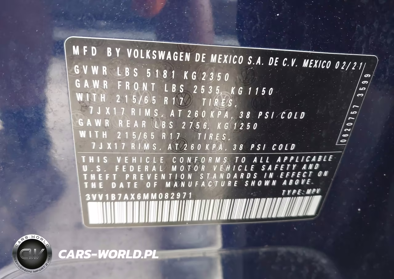 2021 Volkswagen Tiguan 2.0T S VIN:3VV1B7AX6MM082971 - 8