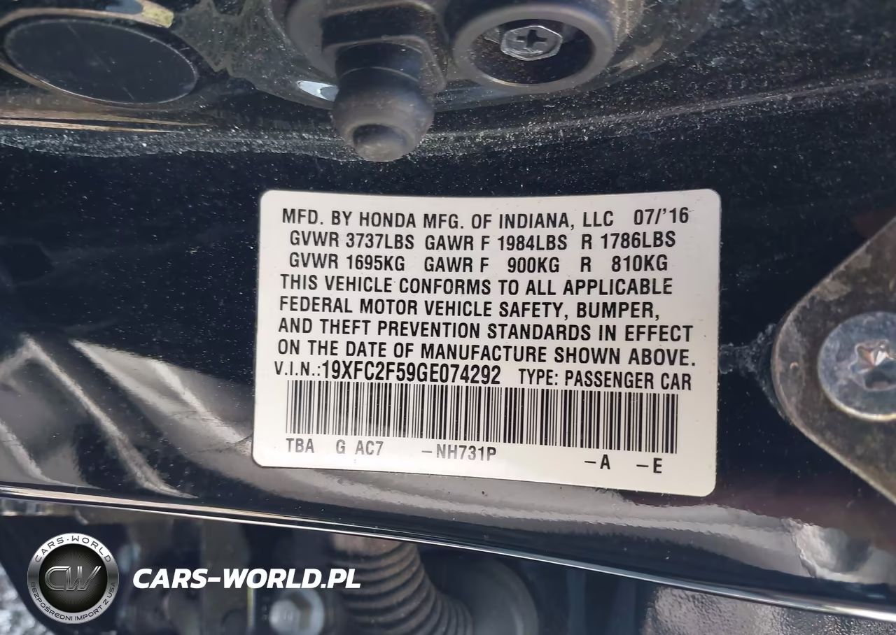 2016 Honda Civic Lx VIN:19XFC2F59GE074292 - 9