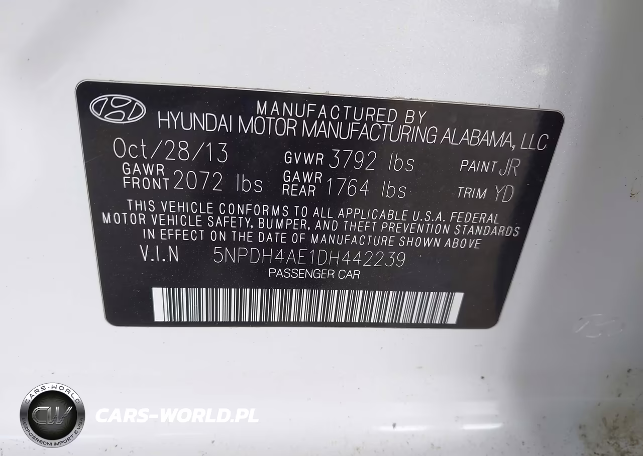 2013 Hyundai Elantra Gls VIN:5NPDH4AE1DH442239 - 9