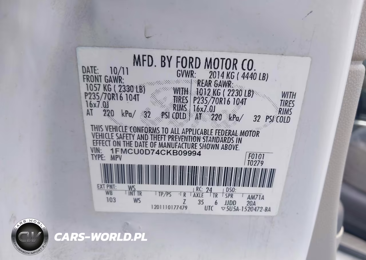 2012 Ford Escape Xlt VIN:1FMCU0D74CKB09994 - 9