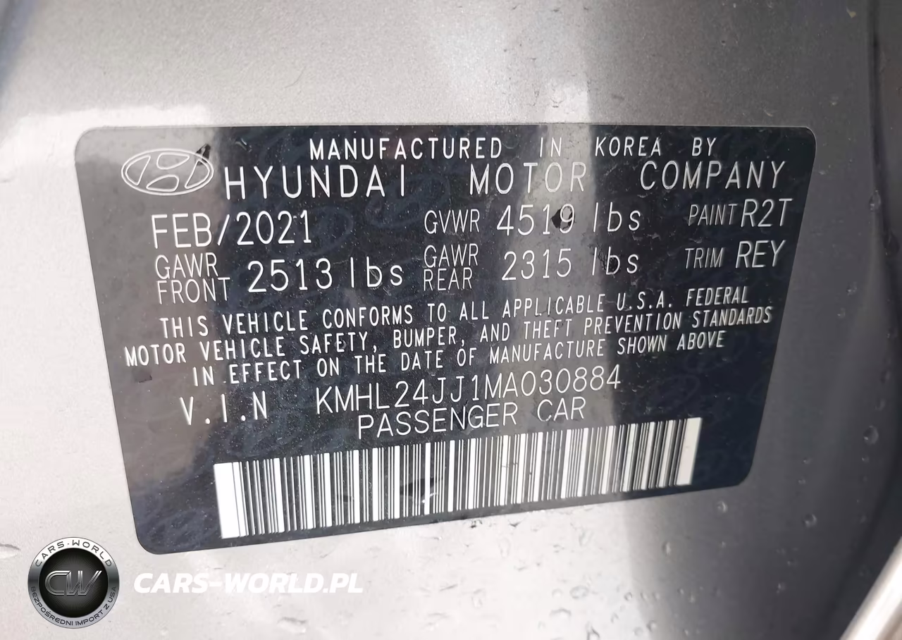 2021 Hyundai Sonata Blue VIN:KMHL24JJ1MA030884 - 9