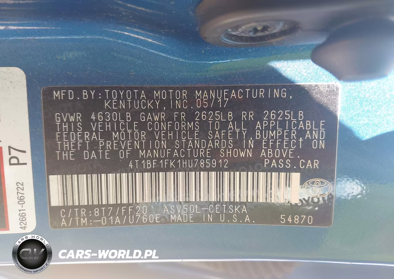 2017 Toyota Camry Se VIN:4T1BF1FK1HU785912 - 9