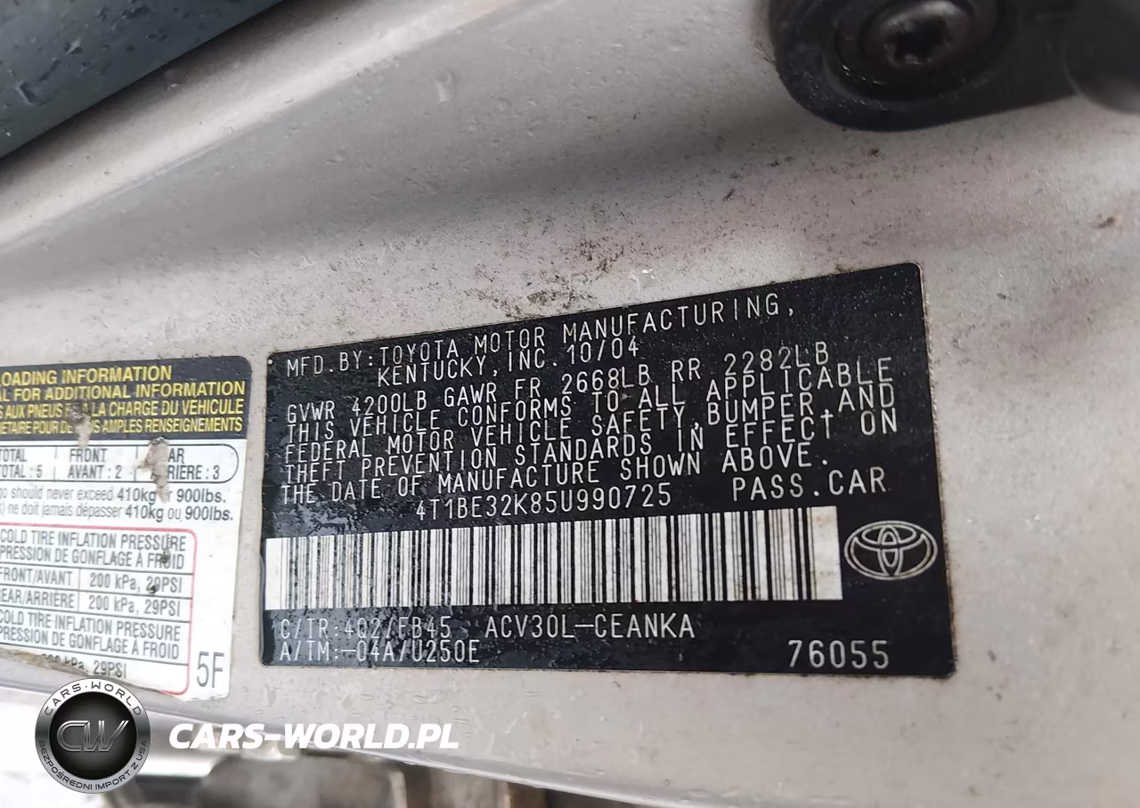 2005 Toyota Camry Le VIN:4T1BE32K85U990725 - 9