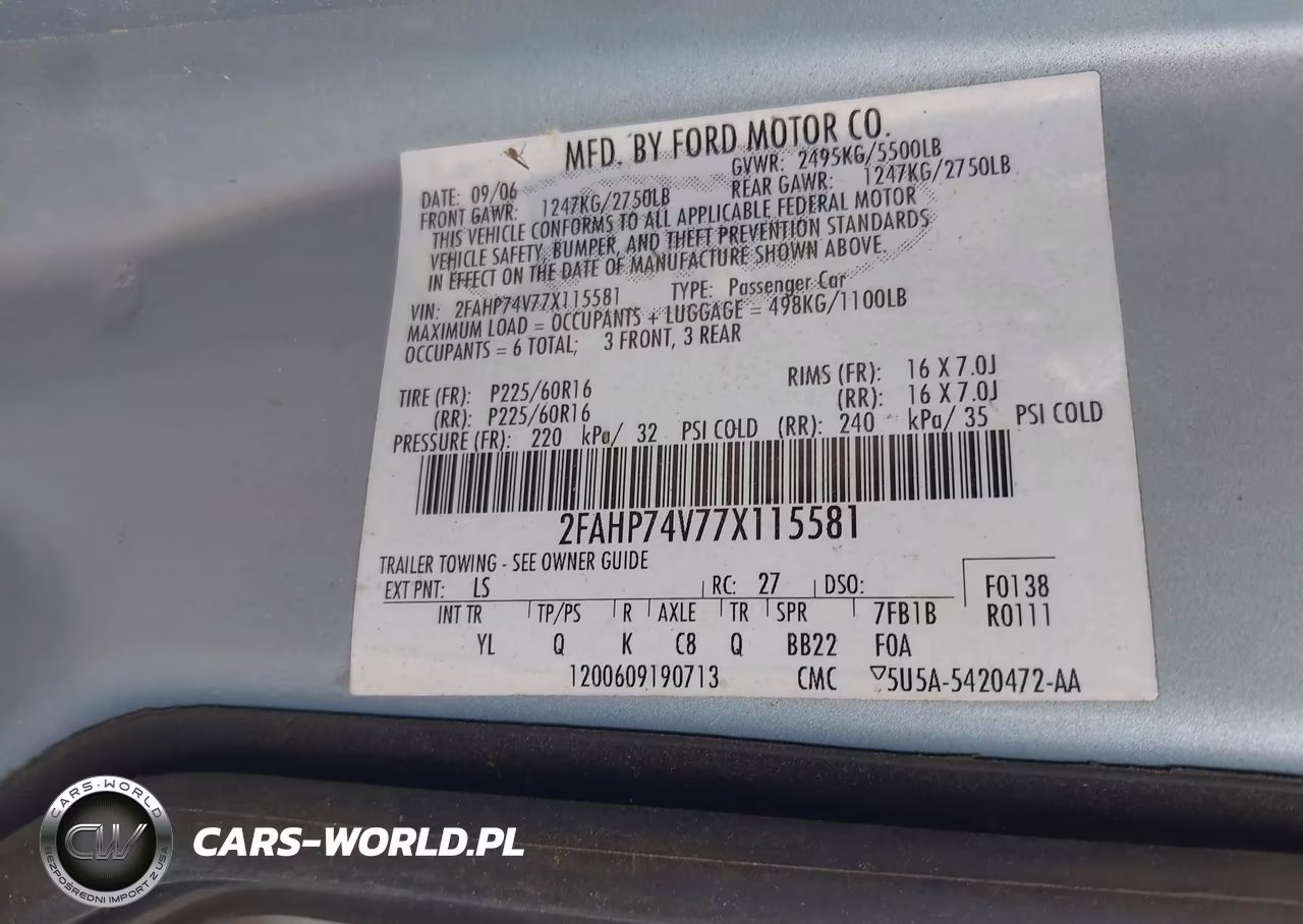2007 Ford Crown Victoria Lx VIN:2FAHP74V77X115581 - 9