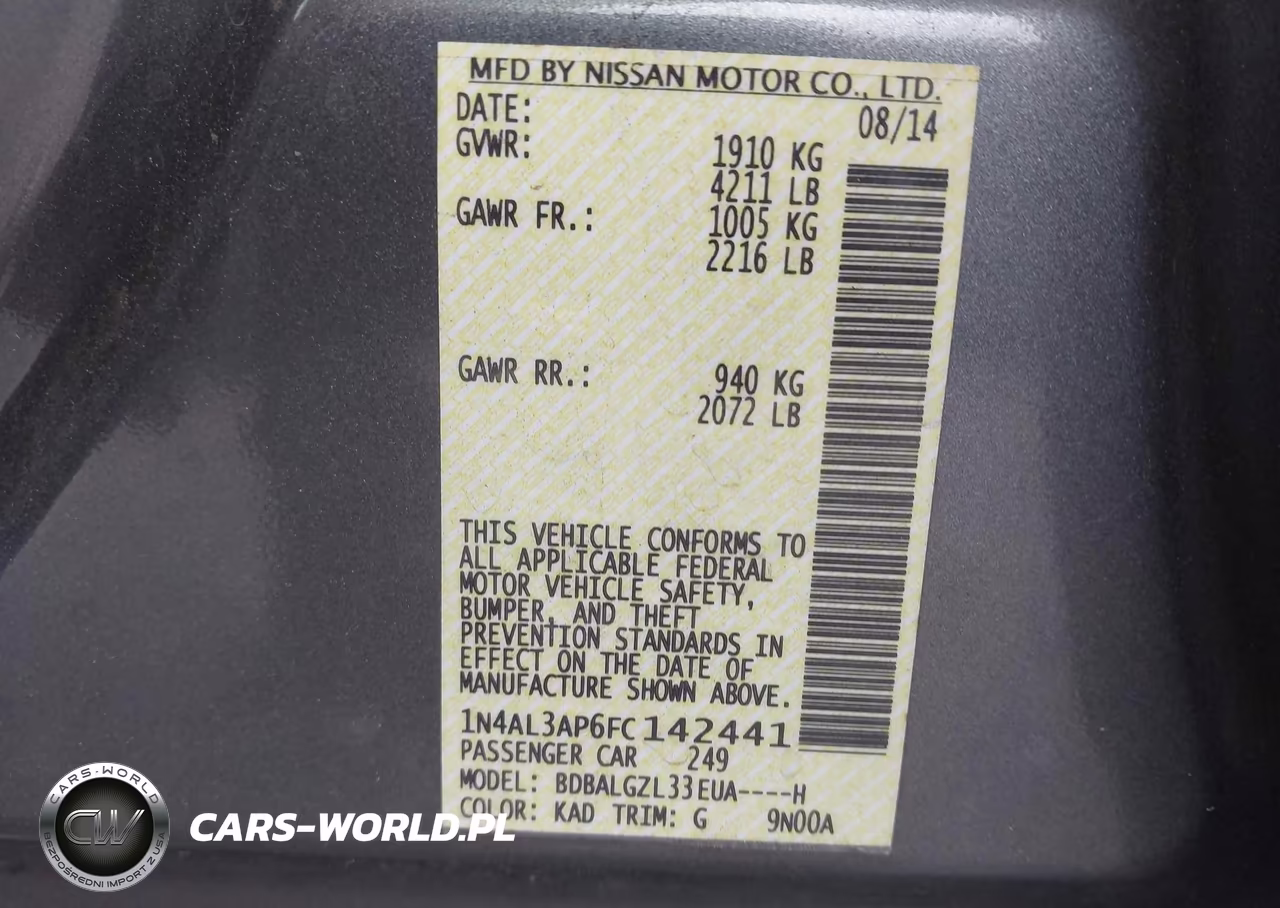 2015 Nissan Altima 2.5 S VIN:1N4AL3AP6FC142441 - 9
