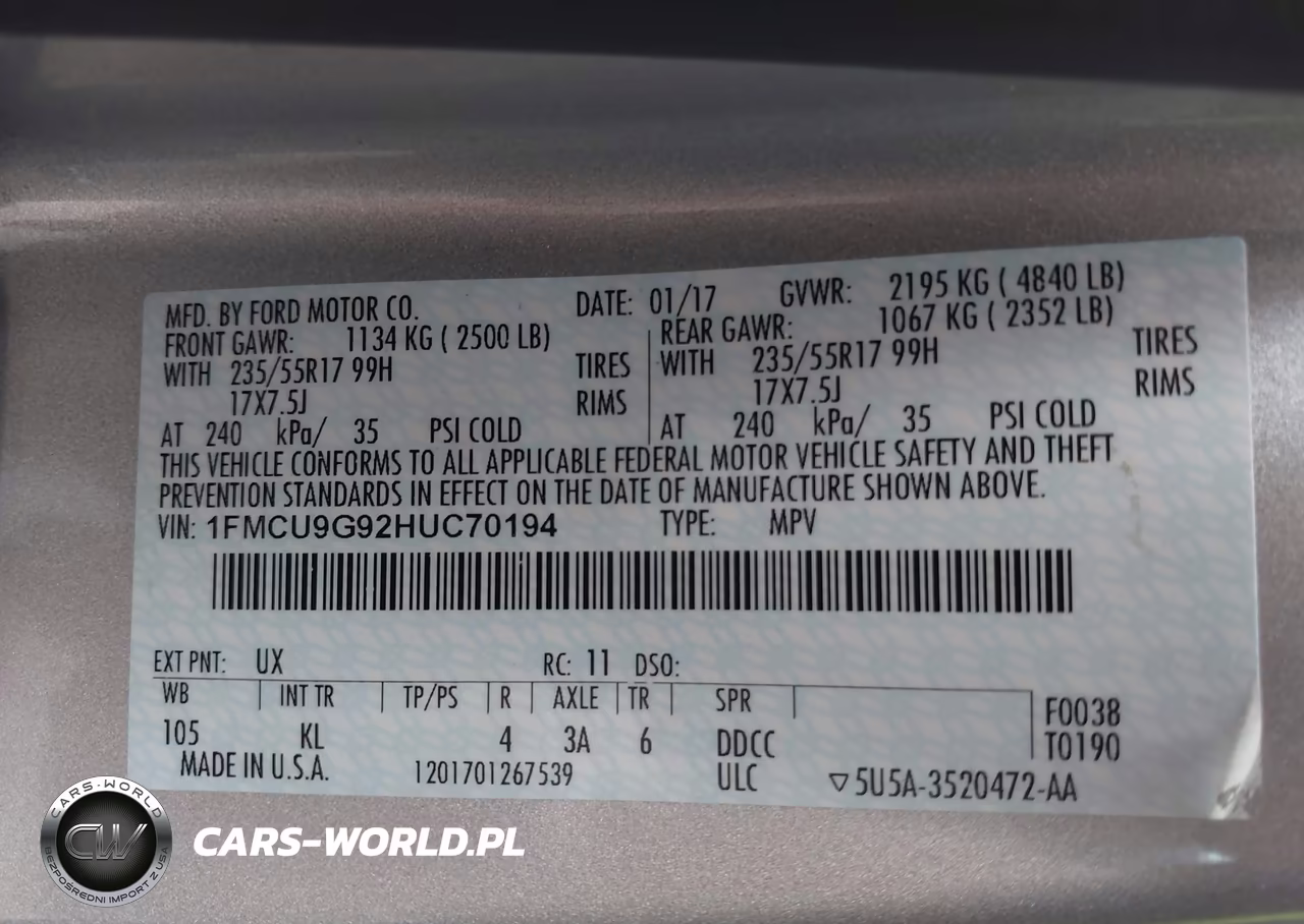 2017 Ford Escape Se VIN:1FMCU9G92HUC70194 - 9