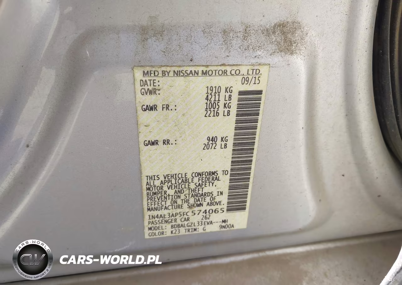 2015 Nissan Altima 2.5 S VIN:1N4AL3AP5FC574065 - 9