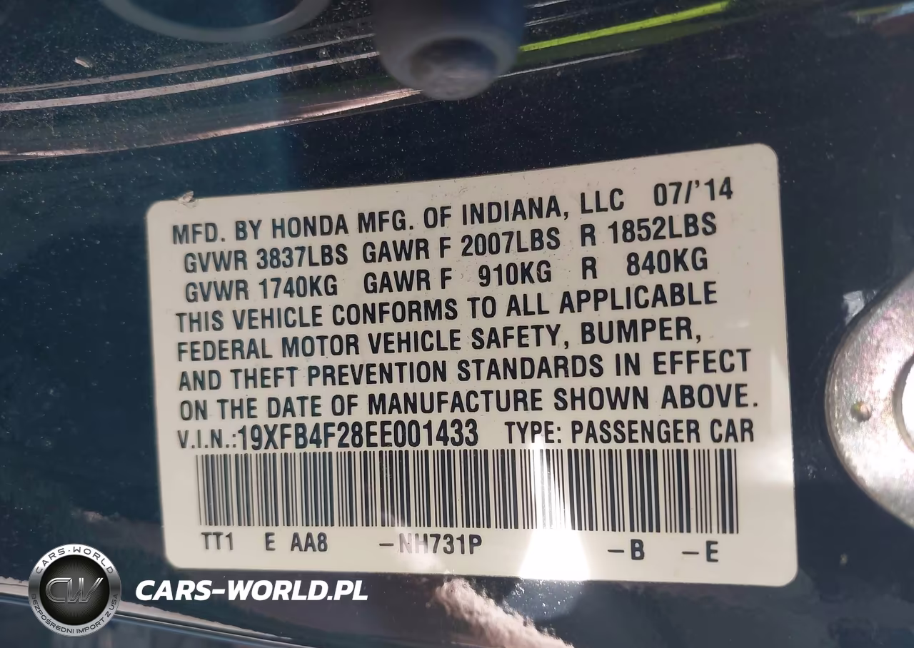 2014 Honda Civic Hybrid VIN:19XFB4F28EE001433 - 9