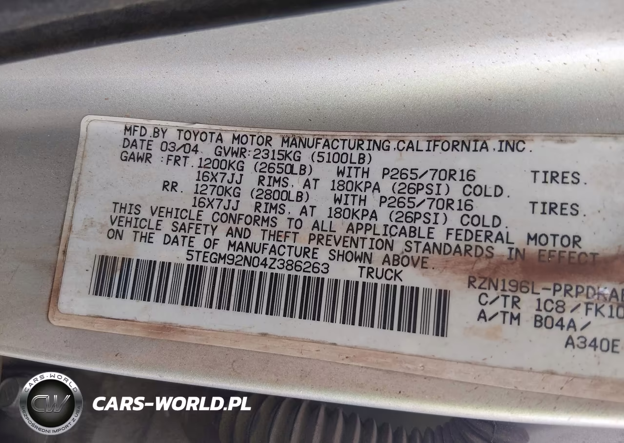 2004 Toyota Tacoma Prerunner VIN:5TEGM92N04Z386263 - 9