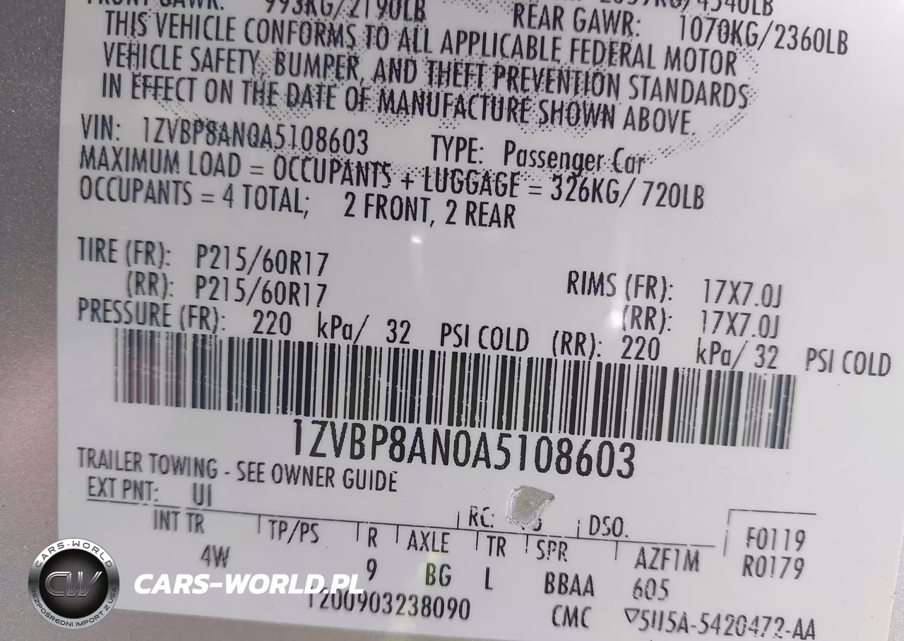 2010 Ford Mustang V6-V6 Premium VIN:1ZVBP8AN0A5108603 - 9