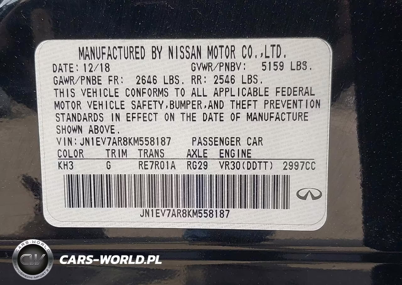 2019 Infiniti Q50 3.0T Luxe VIN:JN1EV7AR8KM558187 - 9