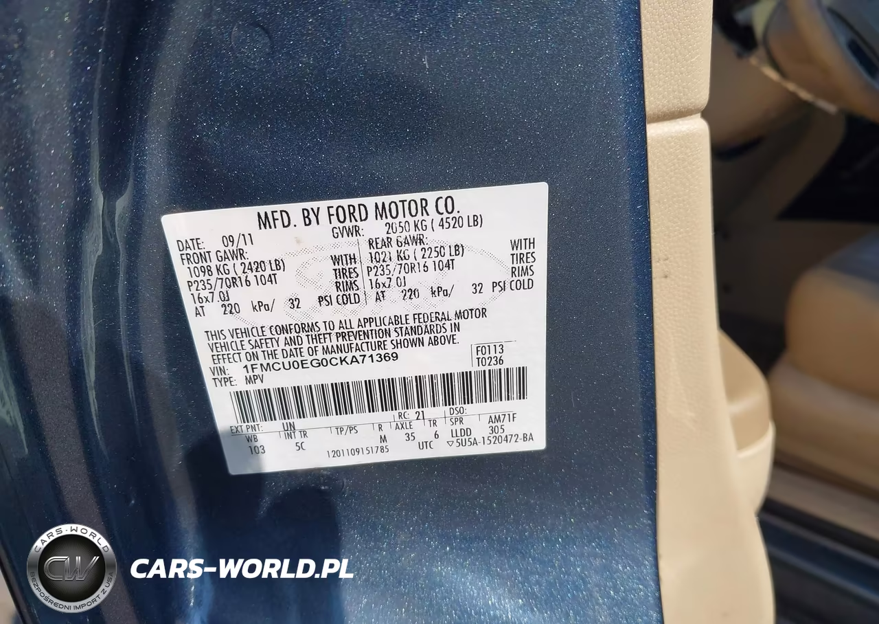 2012 Ford Escape Limited VIN:1FMCU0EG0CKA71369 - 9