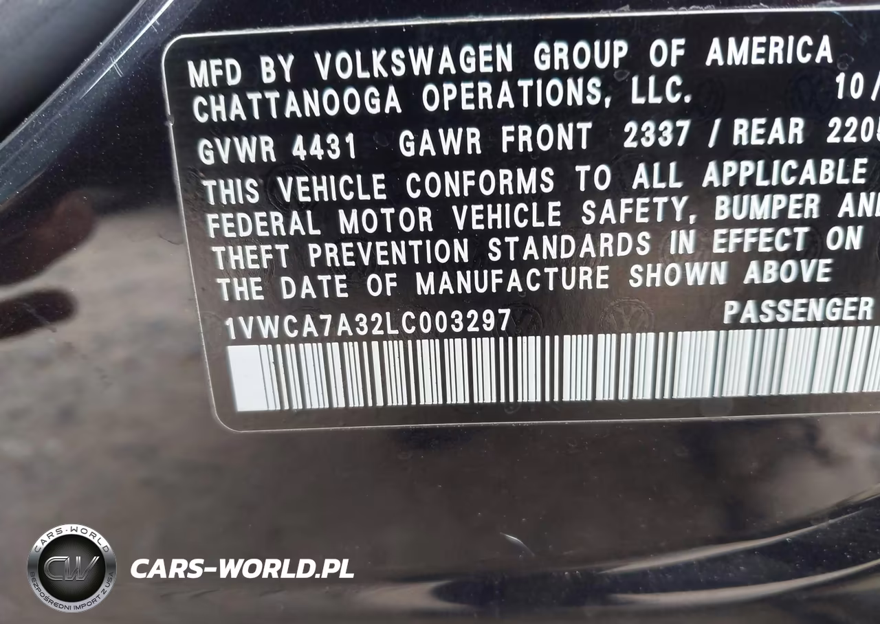 2020 Volkswagen Passat 2.0T Sel VIN:1VWCA7A32LC003297 - 9