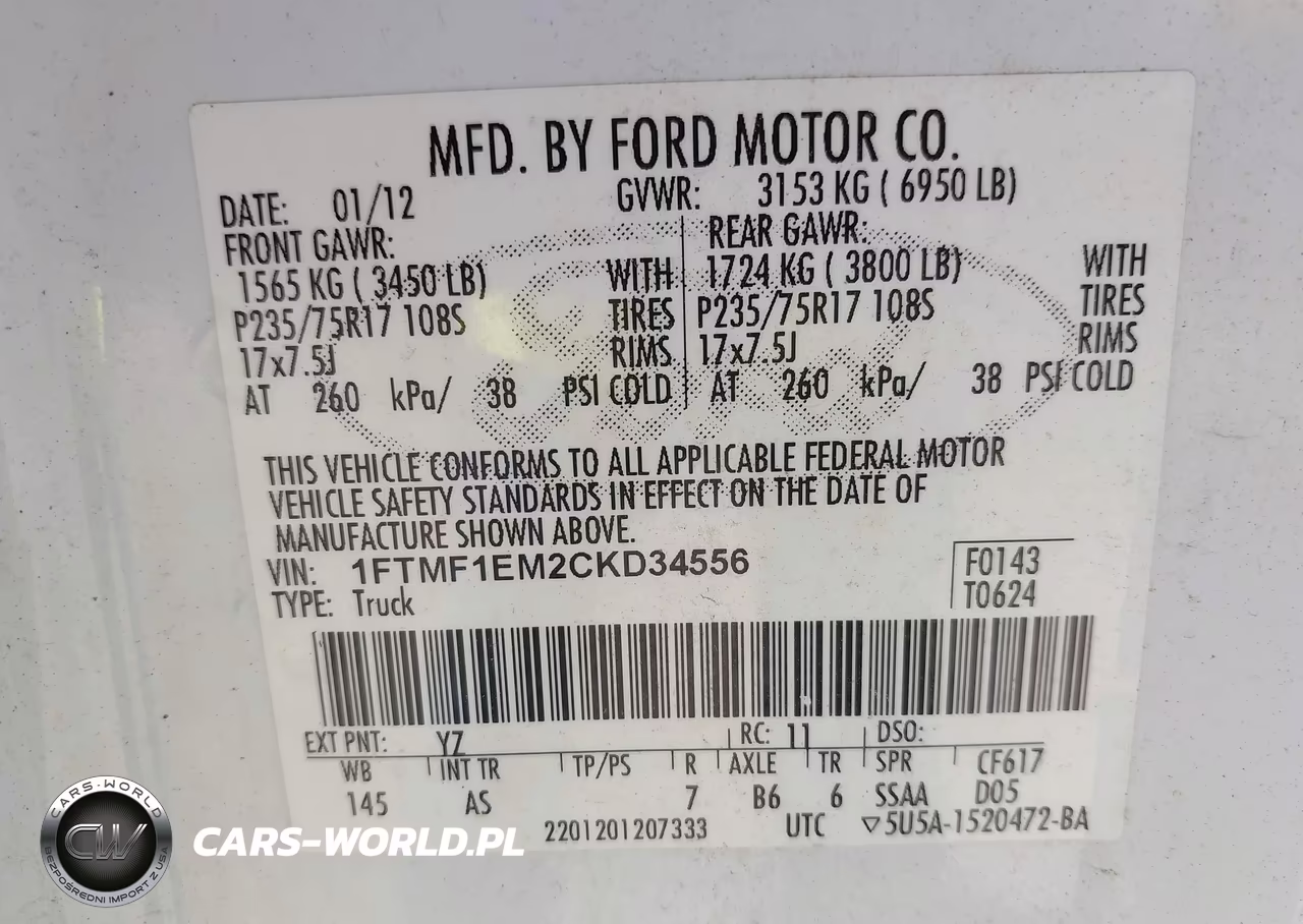 2012 Ford F-150 Xl VIN:1FTMF1EM2CKD34556 - 9