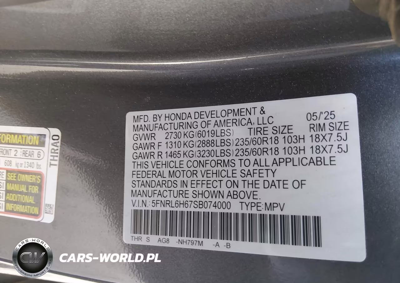 2025 Honda Odyssey Ex-L VIN:5FNRL6H67SB074000 - 9