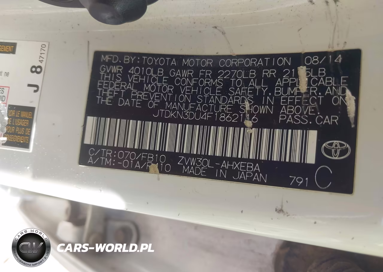 2015 Toyota Prius Two VIN:JTDKN3DU4F1862116 - 9
