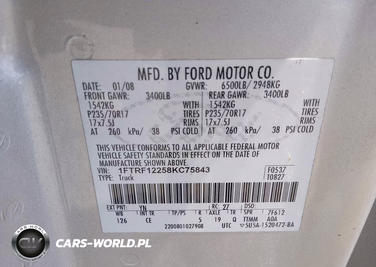 2008 Ford F-150 Stx-Xl-Xlt VIN:1FTRF12258KC75843 - 9
