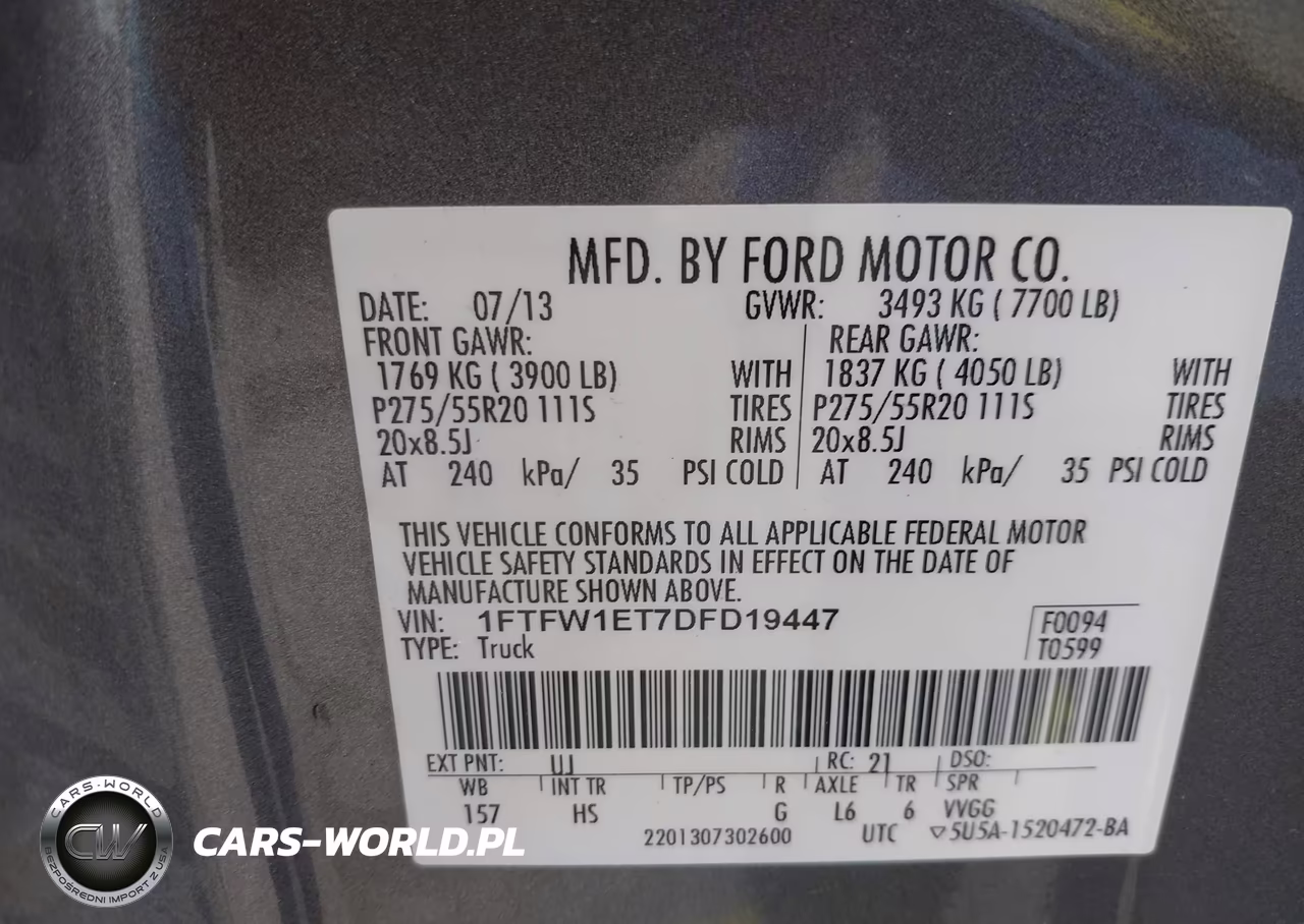 2013 Ford F-150 Fx4-King Ranch-Lariat-Limited-Platinum-Xl-Xlt VIN:1FTFW1ET7DFD19447 - 9