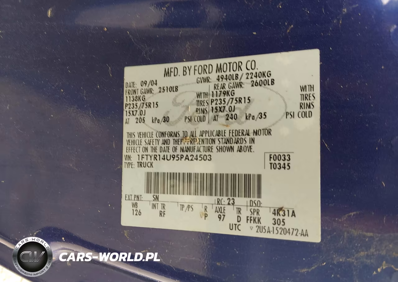 2005 Ford Ranger Edge-Stx-Xl-Xlt VIN:1FTYR14U95PA24503 - 9