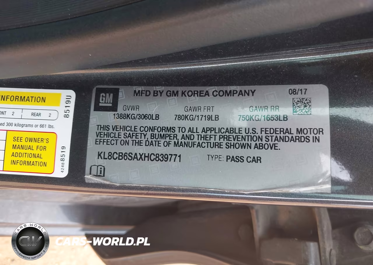 2017 Chevrolet Spark Ls Cvt VIN:KL8CB6SAXHC839771 - 8