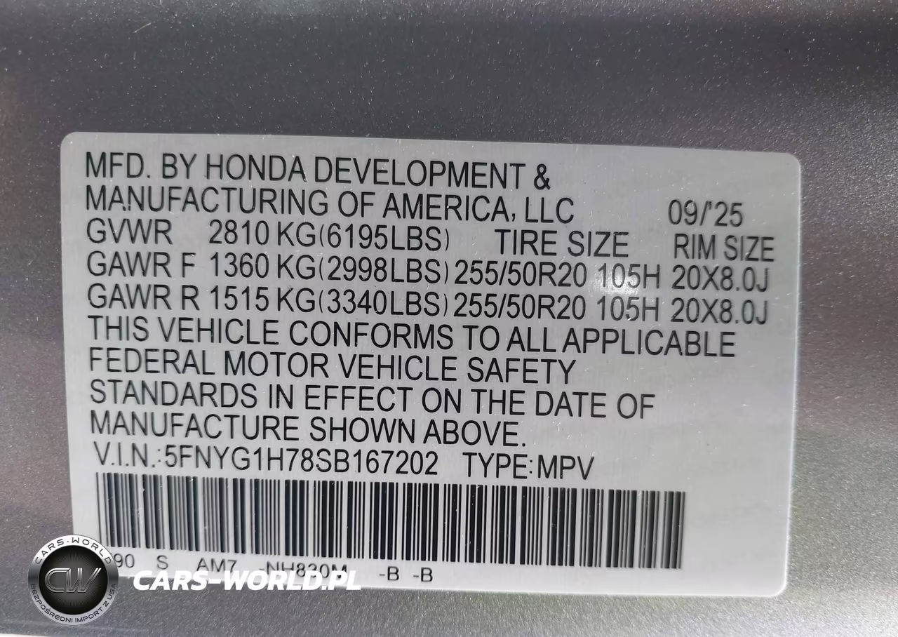 2025 Honda Pilot Touring VIN:5FNYG1H78SB167202 - 9