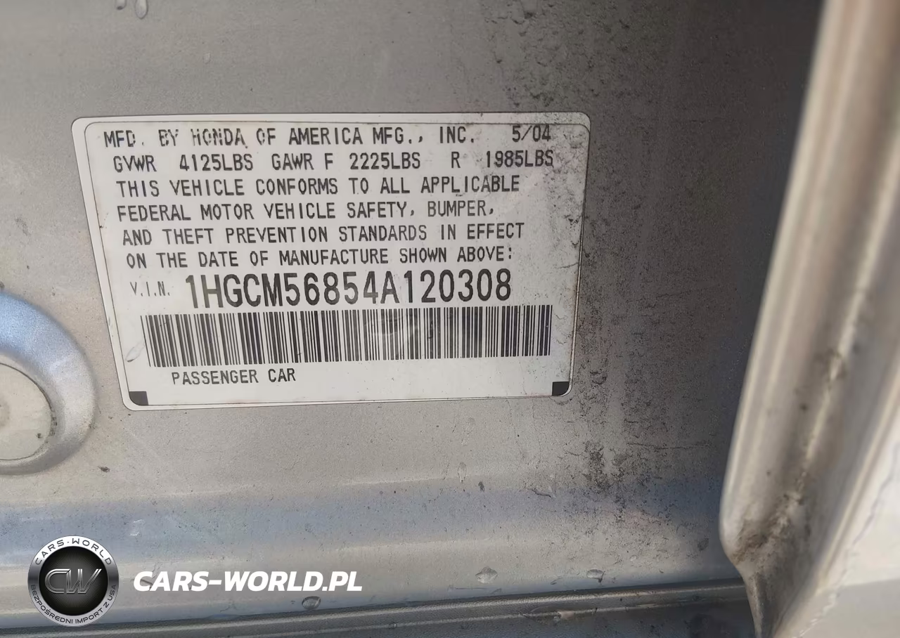 2004 Honda Accord 2.4 Ex VIN:1HGCM56854A120308 - 9