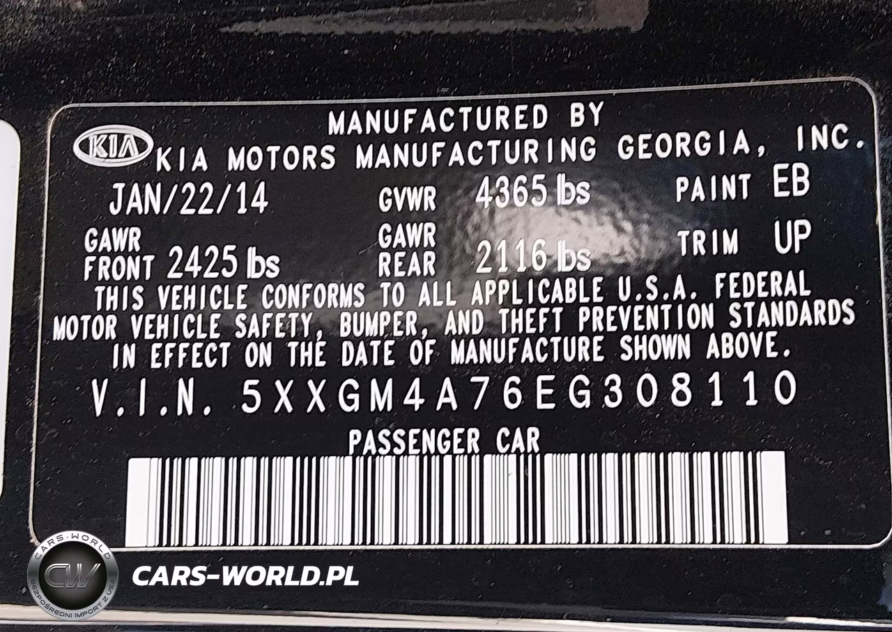 2014 Kia Optima Lx VIN:5XXGM4A76EG308110 - 9