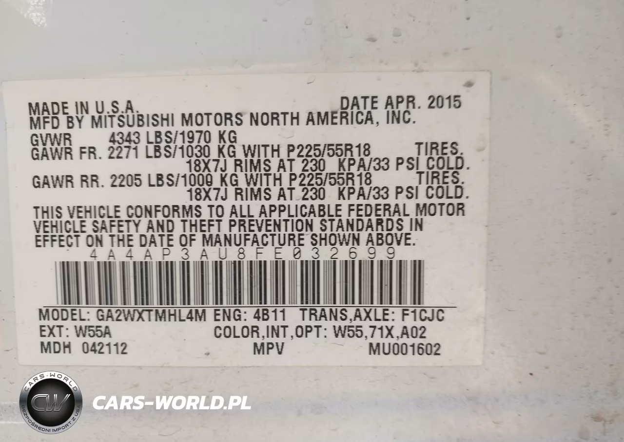 2015 Mitsubishi Outlander Sport Es VIN:4A4AP3AU8FE032699 - 9