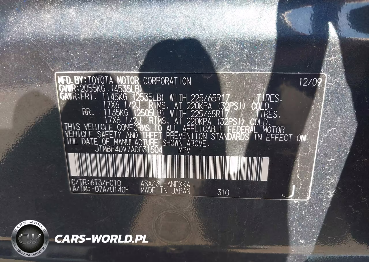 2010 Toyota Rav4 VIN:JTMBF4DV7AD031504 - 9