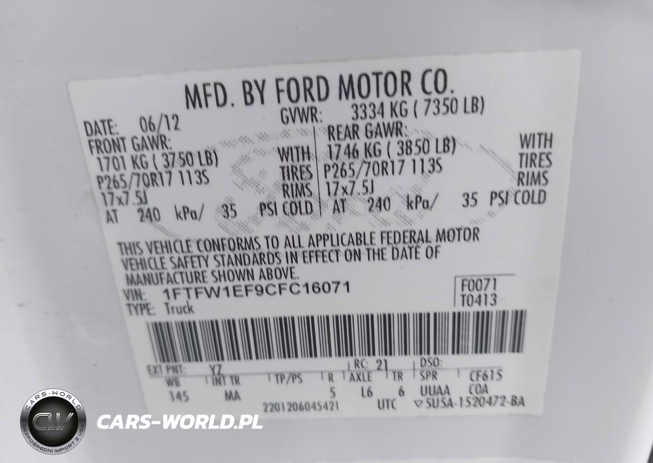 2012 Ford F-150 Fx4-King Ranch-Lariat-Platinum-Xl-Xlt VIN:1FTFW1EF9CFC16071 - 9