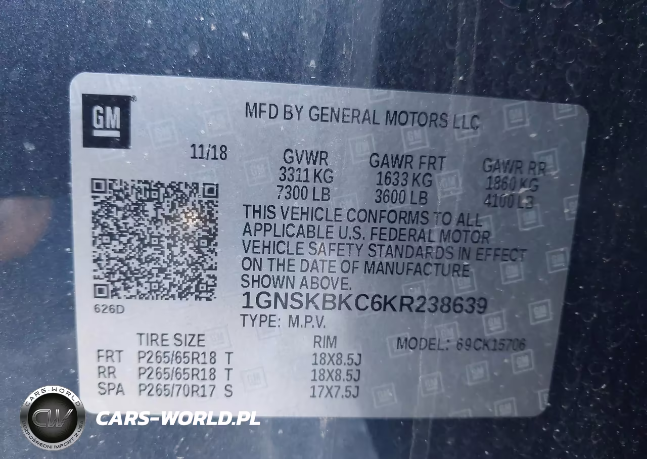 2019 Chevrolet Tahoe Lt VIN:1GNSKBKC6KR238639 - 9