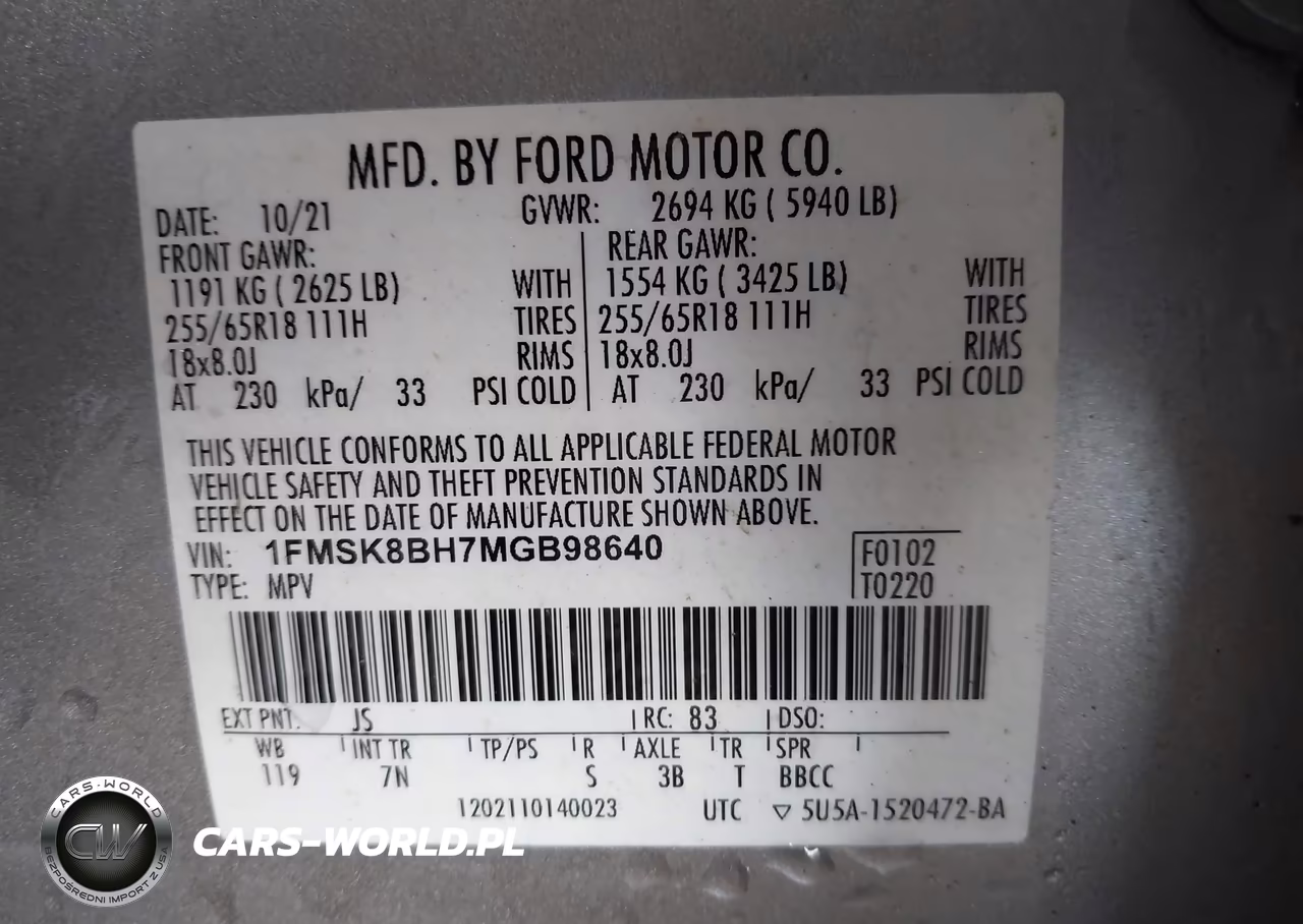 2021 Ford Explorer VIN:1FMSK8BH7MGB98640 - 9