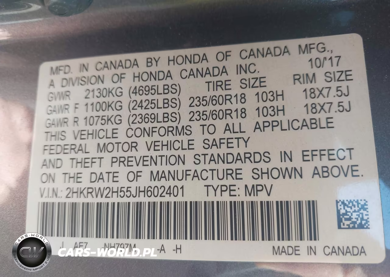 2018 Honda Cr-V Ex VIN:2HKRW2H55JH602401 - 9